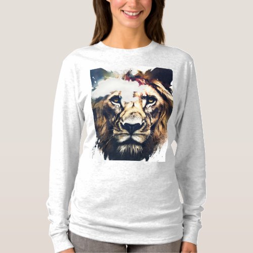 Lion Printed Womens Long Sleeve T_Shirt
