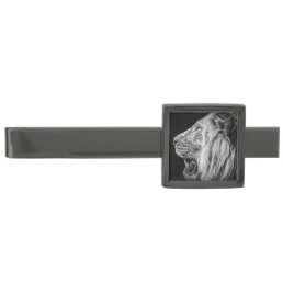 Lion Profile Photo on Black Gunmetal Finish Tie Bar