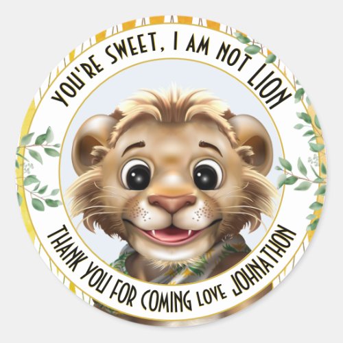 Lion Pun Safari Classic Round Sticker