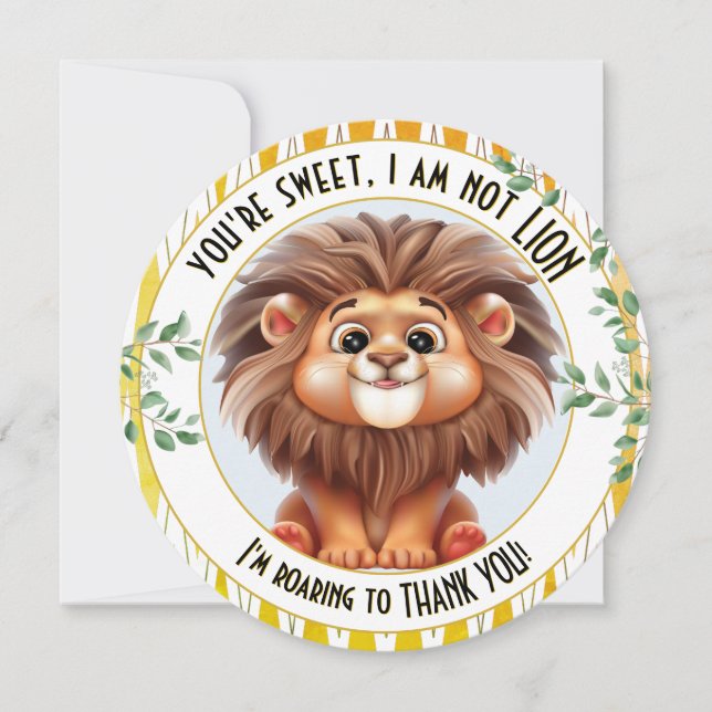 Lion Pun Safari Thank You Card (Front)