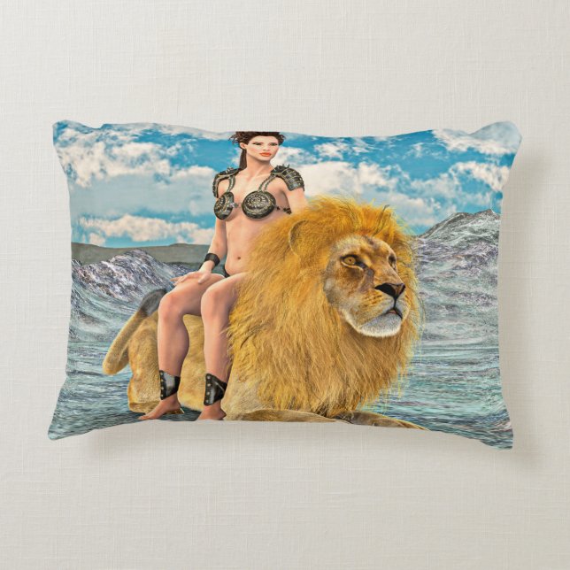 Lion Queen Fantasy Accent Pillow (Back)