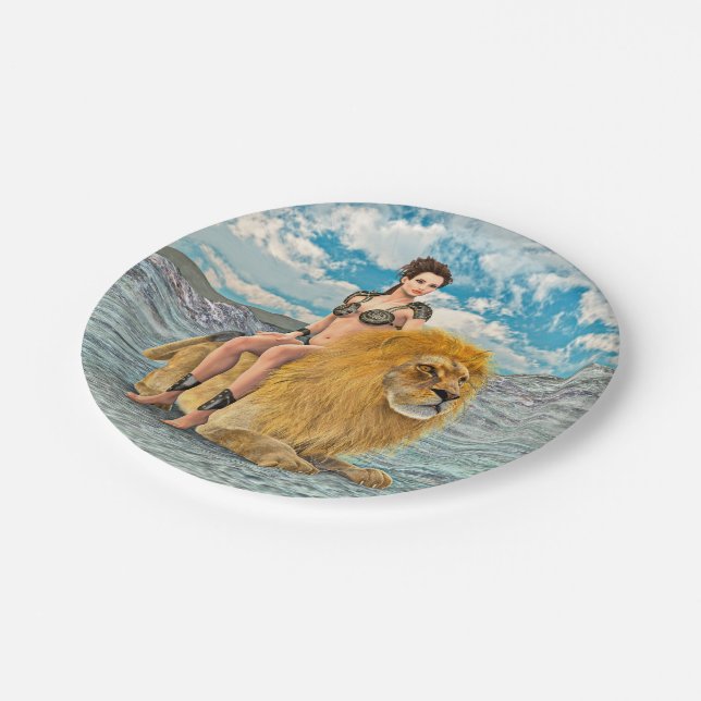 Lion Queen Fantasy Paper Plates (Angled)