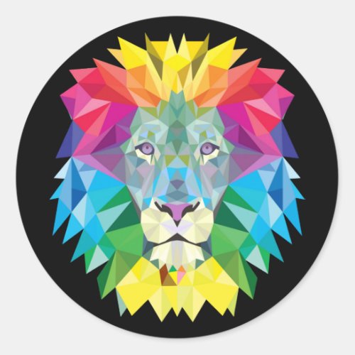 Lion Rainbow Classic Round Sticker