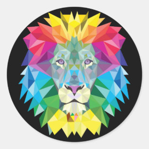 Lion Rainbow Classic Round Sticker