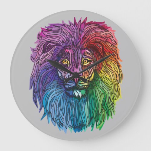 Lion Rainbow Pride Large Clock