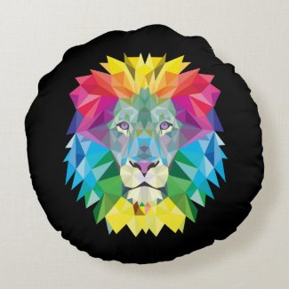 Lion Rainbow Round Pillow