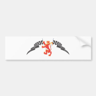 lion rampant and checkered flags bumper sticker