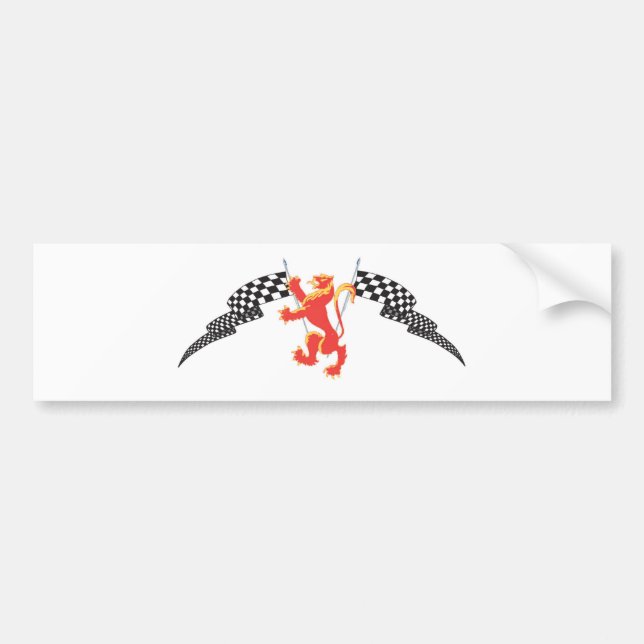 lion rampant and checkered flags bumper sticker (Front)