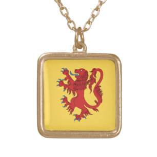 Lion Rampant Gules Gold Plated Necklace