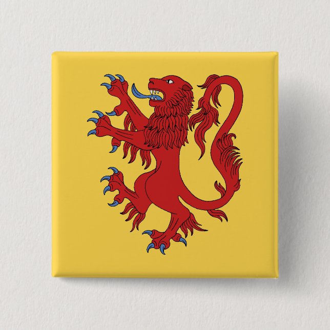 Lion Rampant Gules Pinback Button (Front)