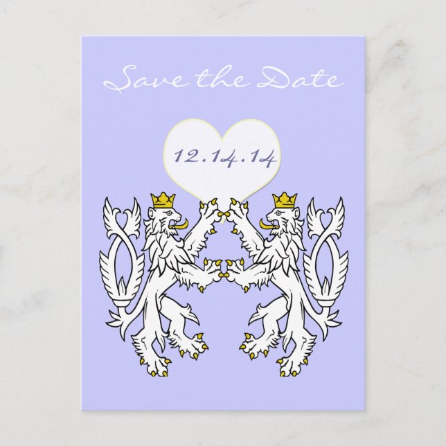 Lion Rampant Medieval Renaissance Wedding Announcement Postcard (Front)
