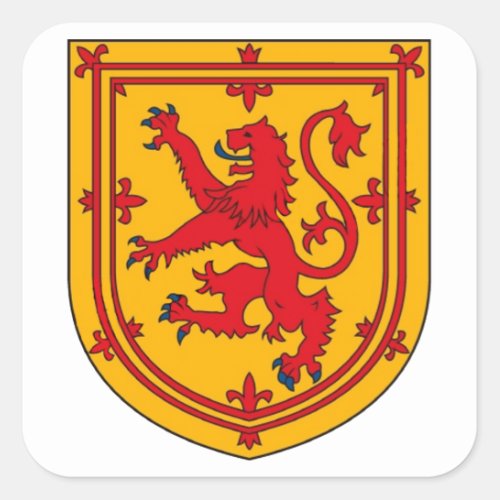 Lion Rampant on Gold Square Sticker