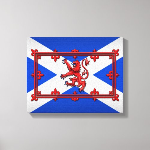 Lion Rampant On Scottish Flag Canvas Print