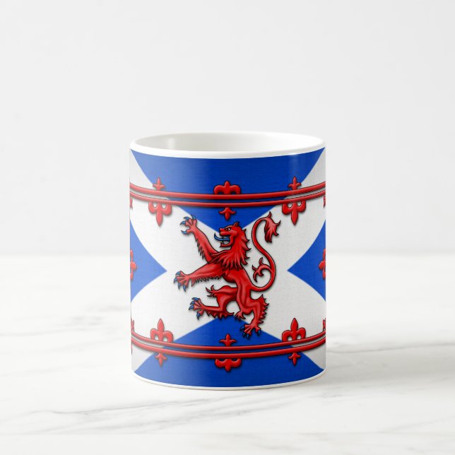 Lion Rampant On Scottish Flag Coffee Mug (Center)