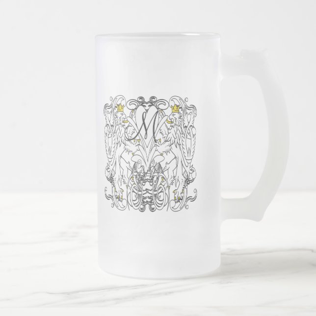 Lion Rampant Renaissance Wedding Frosted Glass Beer Mug (Right)