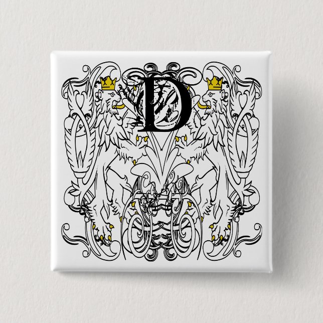 Lion Rampant Renaissance Wedding Pinback Button (Front)