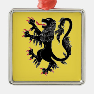 Lion Rampant Sable Metal Ornament