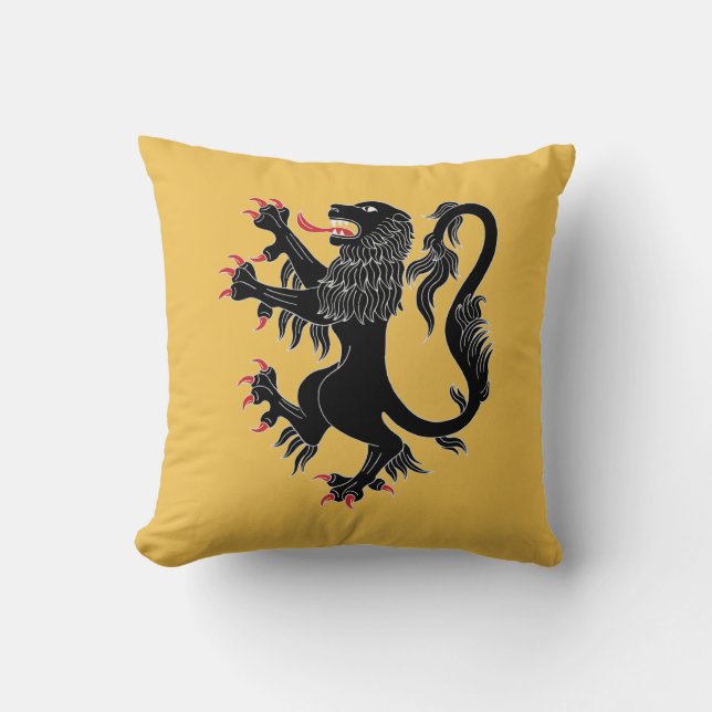 Lion Rampant Sable Throw Pillow (Front)