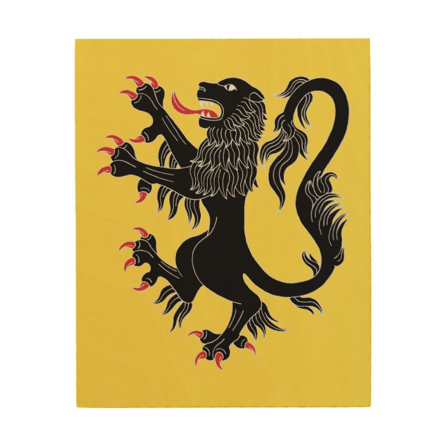 Lion Rampant Sable Wood Wall Art (Front)