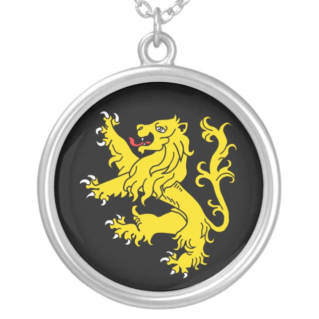 Lion Rampant Silver Plated Necklace (Front)