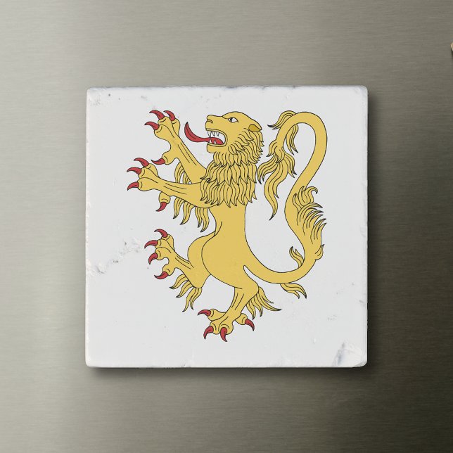 Lion Rampant Stone Magnet (Lion Rampant Stone Magnet on Steel Fridge)