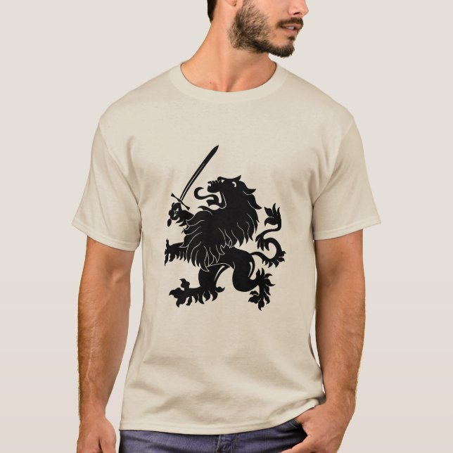 Lion Rampant with Sword Heraldry T-Shirt (Front)