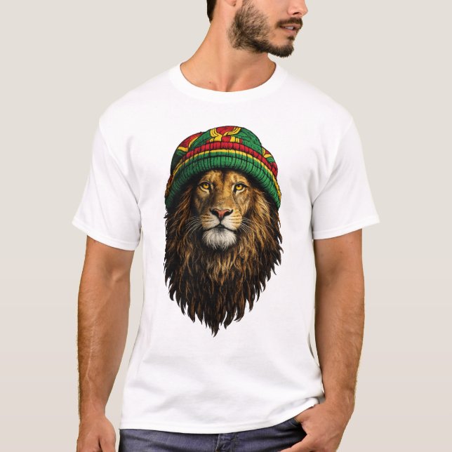 Lion Rasta Hat T-Shirt – Chill Urban Design (Front)