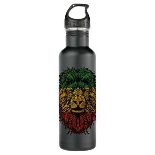 Lion Rasta Roots Rock Reggae Graphic Design Stainless Steel Water Bottle