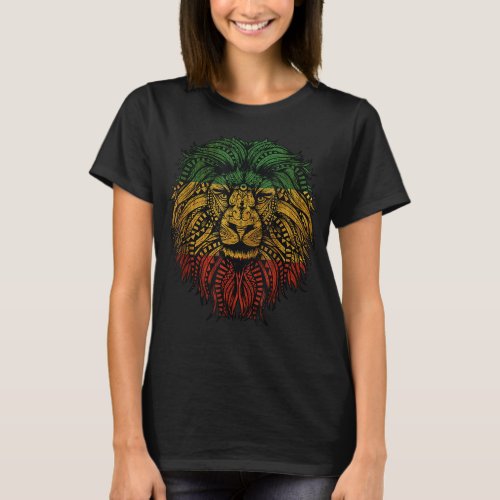Lion Rasta Roots Rock Reggae Graphic Design T_Shirt