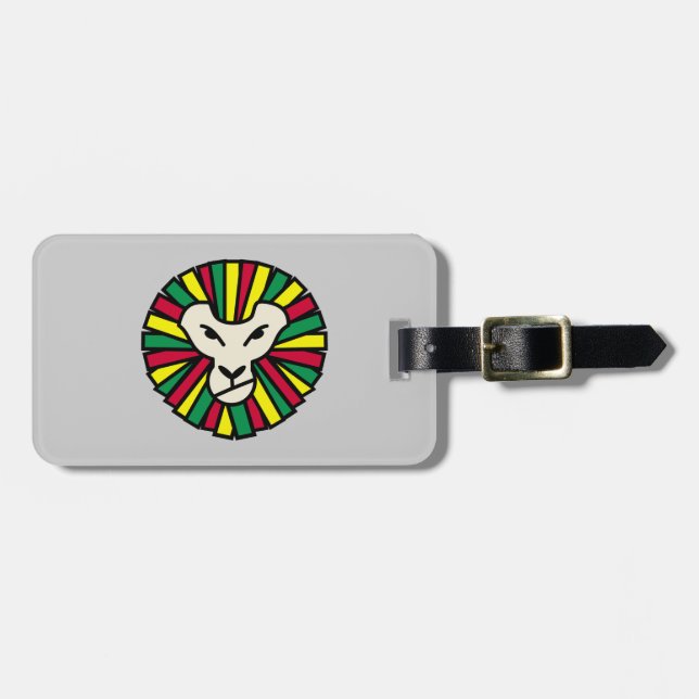 Lion Rastafari Coloured Mane Luggage Tag (Front Horizontal)