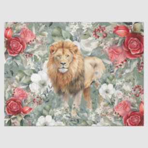 Lion, Red Roses & Eucalyptus Decoupage Tissue Paper