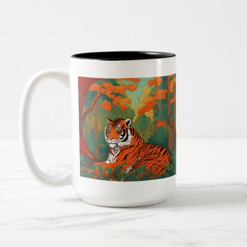 Lion Reds and Oranges Dominate  Two_Tone Coffee Mug