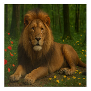 Lion Resting Among Forest Flowers Acrylic Print