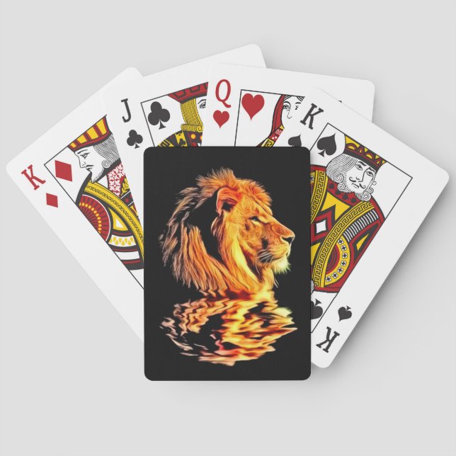Lion Retro Art Poker Cards (Back)