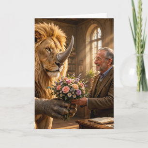 Lion Rhino Flower Delivery  Card