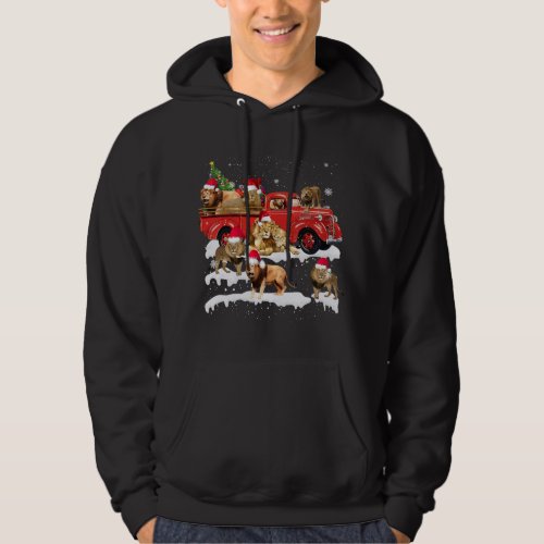 Lion Riding Red Truck Merry Christmas X_mas Ugly G Hoodie