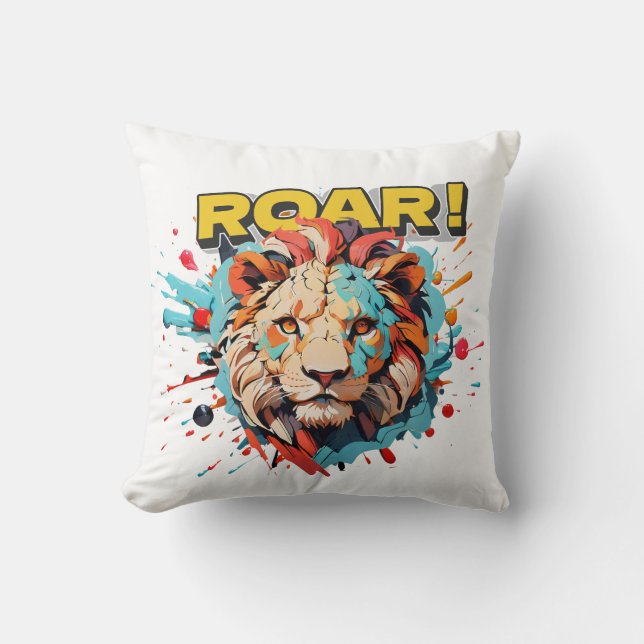 Lion Roar Throw Pillow (Front)