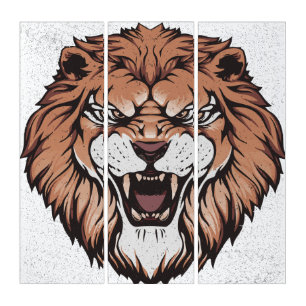 Lion Roar Wall Art Set Powerful Animal Canvas