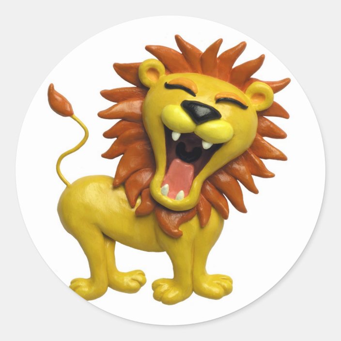 Lion Roaring Classic Round Sticker | Zazzle.com