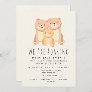 Lion Roaring Excitement 2 moms Baby Shower Invitation