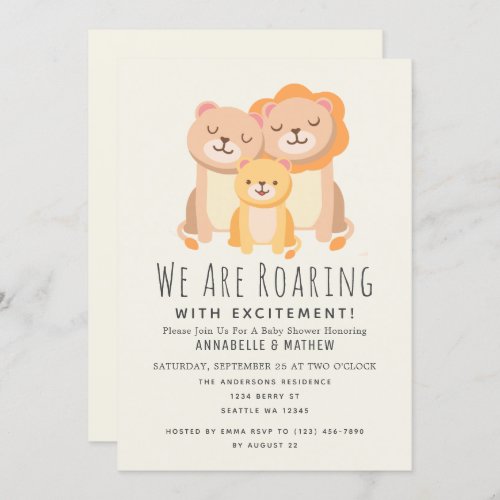 Lion Roaring Excitement Baby Shower Invitation