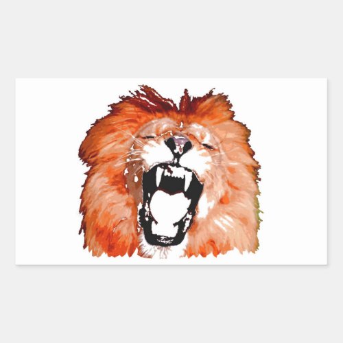 Lion Roaring Rectangle Sticker