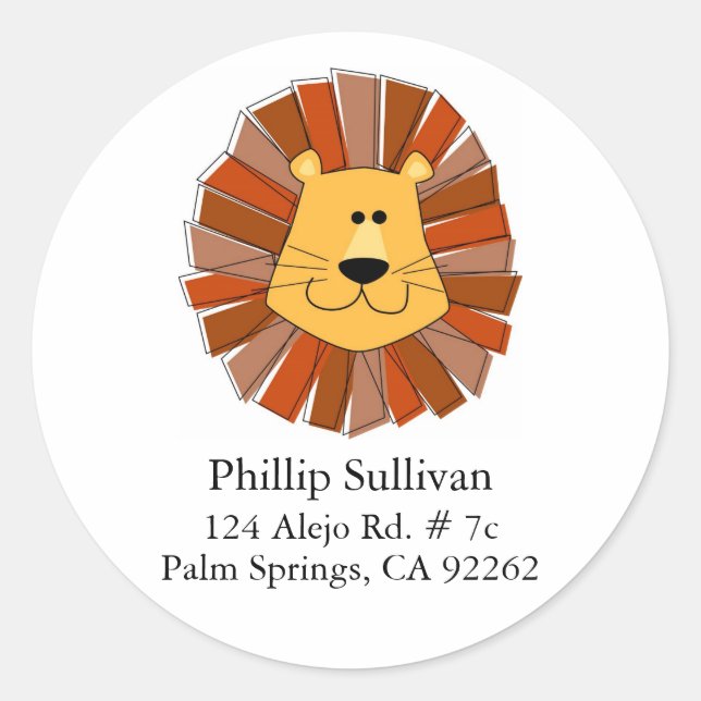 Lion Round Address Labels (Front)