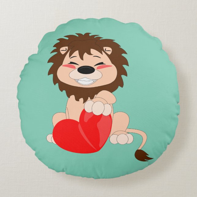 Lion - Round Throw Pillow (16") (Front)