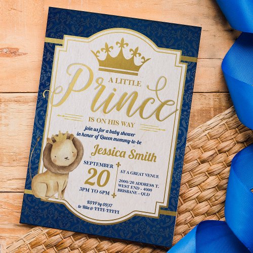 Lion Royal Prince Baby Shower  Invitation