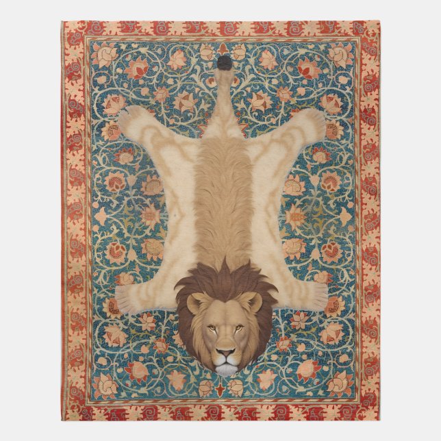 Lion Rug with Head - Fake Faux Lion on Persian Rug (Front (Vertical))