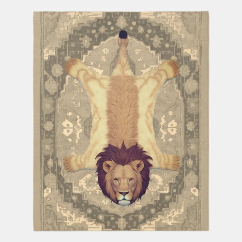 Lion Rug with Head _ Fake Lion Beige Persian Rug