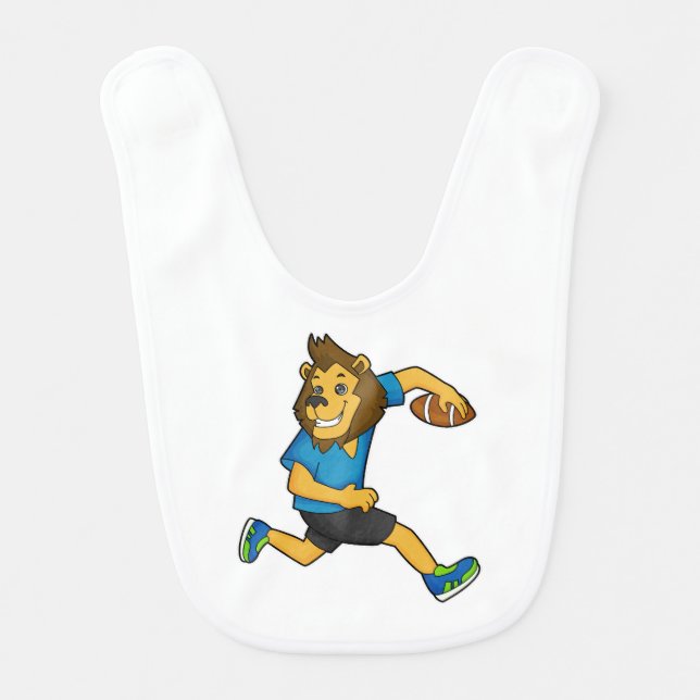 Lion Rugby player Football Baby Bib (Front)