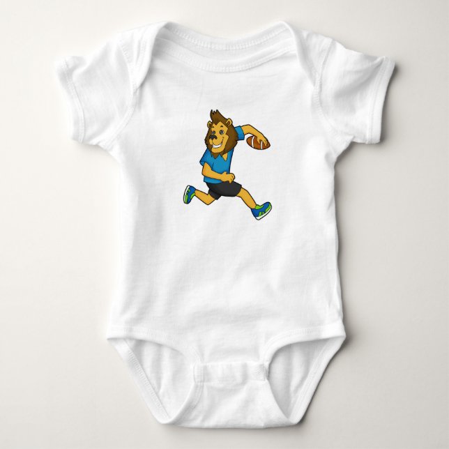 Lion Rugby player Football Baby Bodysuit (Front)