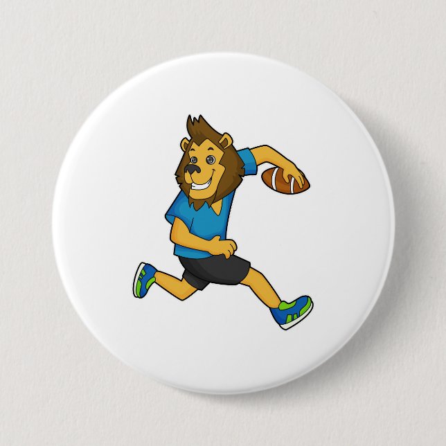 Lion Rugby player Football Button (Front)
